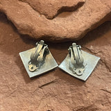 Navajo Sterling Silver Stamped Clip Earrings, vintage Native American  (TD8)
