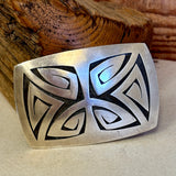 Hopi silver overlay buckle, marked B Lomadapki Joshweseoma for Robert Lomadapki (NLJ13)