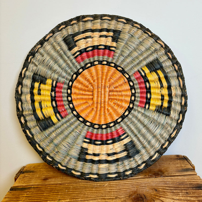 Vintage Hopi Plaque Basket with Red Beard Katsina Design, ca. 1940s  (NLC19)