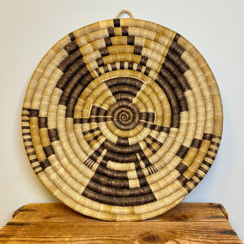 Antique Hopi Coiled Plaque Basket with Crow Mother Design, ca. 1928  (NLC23)