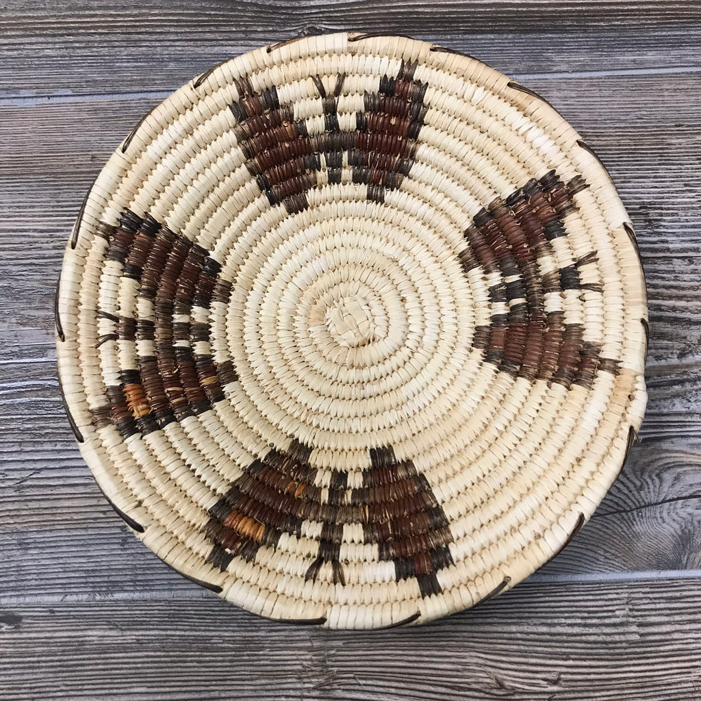 Papago Coiled Basket with Butterflies Design by Louise King, 9 1/2" diameter - RS152