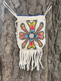 Phyllis Bearskin, Seneca/Cayuga & Chickasaw - Beaded, Brain-tanned Leather Bag with Fringe    (PB1)