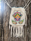 Phyllis Bearskin, Seneca/Cayuga & Chickasaw - Beaded, Brain-tanned Leather Bag with Fringe    (PB3)