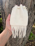 Phyllis Bearskin, Seneca/Cayuga & Chickasaw - Beaded, Brain-tanned Leather Bag with Fringe    (PB8)