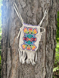 Phyllis Bearskin, Seneca/Cayuga & Chickasaw - Beaded, Brain-tanned Leather Bag with Fringe    (PB14)