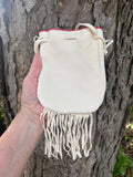 Phyllis Bearskin, Seneca/Cayuga & Chickasaw - Beaded, Brain-tanned Leather Bag with Fringe    (PB12)