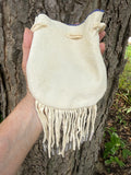 Phyllis Bearskin, Seneca/Cayuga & Chickasaw - Beaded, Brain-tanned Leather Bag with Fringe    (PB13)