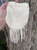 Phyllis Bearskin, Seneca/Cayuga & Chickasaw - Beaded, Brain-tanned Leather Bag with Fringe    (PB11)
