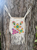 Phyllis Bearskin, Seneca/Cayuga & Chickasaw - Beaded, Brain-tanned Leather Bag with Fringe    (PB4)