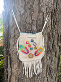 Phyllis Bearskin, Seneca/Cayuga & Chickasaw - Beaded, Brain-tanned Leather Bag with Fringe    (PB7)