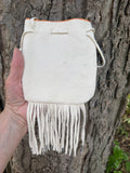Phyllis Bearskin, Seneca/Cayuga & Chickasaw - Beaded, Brain-tanned Leather Bag with Fringe    (PB5)