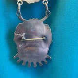 Vintage Santo Domingo Silver Leaf and Blossom Necklace with Large, Ornate Turquoise Pin/Pendant by Sam Lovato (SV7)