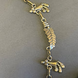 Vintage Santo Domingo Silver Leaf and Blossom Necklace with Large, Ornate Turquoise Pin/Pendant by Sam Lovato (SV7)