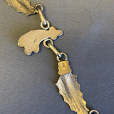 Vintage Santo Domingo Silver Leaf and Blossom Necklace with Large, Ornate Turquoise Pin/Pendant by Sam Lovato (SV7)
