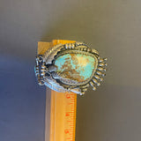 Vintage Santo Domingo Silver Leaf and Blossom Necklace with Large, Ornate Turquoise Pin/Pendant by Sam Lovato (SV7)