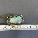 Vintage Santo Domingo Turquoise and Silver Leaf Design Bolo Tie by Sam Lovato (SV8)