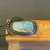 Vintage Santo Domingo Turquoise and Silver Leaf Design Bolo Tie by Sam Lovato (SV8)