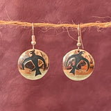 Sitting Bull Shield Design Dangle Earrings, authentic Native American, artist Mitchell Zephier, Lakota    9/38