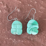 Authentic Native American Carved Turquoise Frog Fetish Earrings   18-21