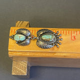 Vintage Santo Domingo Turquoise and Silver Leaf Design Clip-on Earrings by Sam Lovato (SV20)