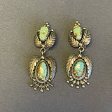 Vintage Santo Domingo Turquoise and Silver Leaf Design Clip-on Earrings by Sam Lovato (SV20)