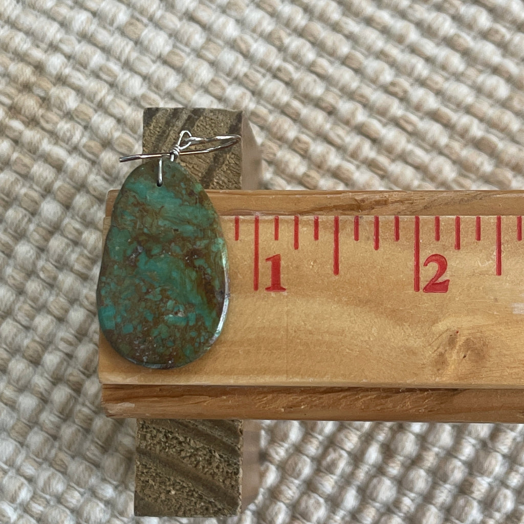 Authentic Native American Turquoise Slab Dangle Earrings   1/250