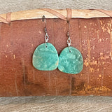 Authentic Native American Turquoise Slab Dangle Earrings   1/375