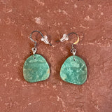 Authentic Native American Turquoise Slab Dangle Earrings   1/375