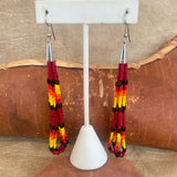 Authentic Native American Beaded Dangle Earrings with Sterling Silver Cones, Lawrence Garcia, xxxxxxxxx   1/290