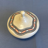 B.J. Fragua, Jemez Pueblo Handmade Painted Pot with Narrow Neck and Stopper Lid (JM26)