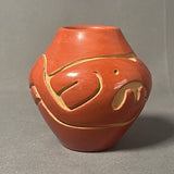 Stella Chavarria - Vintage Santa Clara Pueblo, Handmade Carved and Polished Clay Pot with Avanyu Design (JM13)