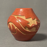 Stella Chavarria - Vintage Santa Clara Pueblo, Handmade Carved and Polished Clay Pot with Avanyu Design (JM13)