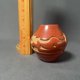 Stella Chavarria - Vintage Santa Clara Pueblo, Handmade Carved and Polished Clay Pot with Avanyu Design (JM13)