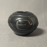 Stella Chavarria  Vintage Santa Clara Pueblo, Handmade Blackware Pot with Carved Avanyu Design (JM11)