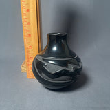 Denise Chavarria - Vintage Santa Clara Pueblo, Handmade Blackware Pot with Carved Avanyu Design (JM10)