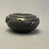 Cliff Roller, Santa Clara Pueblo, Handmade Blackware Pot with Carved Design (JM9)