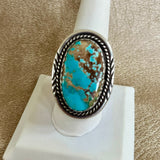 Vintage Navajo Turquoise Ring with Sterling Silver Setting-size 9   (BH1)