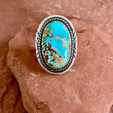 Vintage Navajo Turquoise Ring with Sterling Silver Setting-size 9   (BH1)