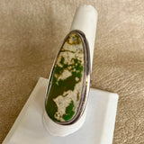 Authentic Sterling Silver Navajo Ring with Green and Cream Turquoise Stone, vintage-size 8.5   (BH2)