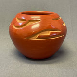 Tricia Velarde - Vintage Santa Clara Pueblo, Handmade Carved and Polished Clay Pot with Avanyu Design (JM3)