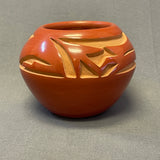 Tricia Velarde - Vintage Santa Clara Pueblo, Handmade Carved and Polished Clay Pot with Avanyu Design (JM3)