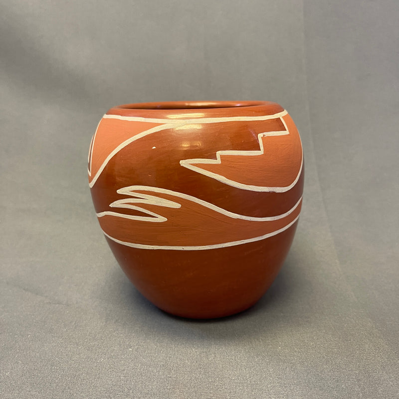 Nicolasa Naranjo Vintage Santa Clara Pueblo, Handmade Polished and Painted Clay Pot with Avanyu Design (JM2)