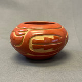 Stella Chavarria - Vintage Santa Clara Pueblo, Handmade Carved and Polished Clay Pot with Avanyu Design (JM4)