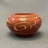 Stella Chavarria - Vintage Santa Clara Pueblo, Handmade Carved and Polished Clay Pot with Avanyu Design (JM4)