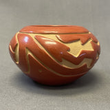 Stella Chavarria - Vintage Santa Clara Pueblo, Handmade Carved and Polished Clay Pot with Avanyu Design (JM4)