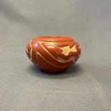 Stella Chavarria - Vintage Santa Clara Pueblo, Handmade Carved and Polished Clay Pot with Avanyu Design (JM4)