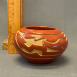 Stella Chavarria - Vintage Santa Clara Pueblo, Handmade Carved and Polished Clay Pot with Avanyu Design (JM4)