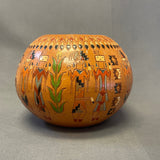 Irene White - Vintage Navajo Handmade Pot with Carved Yei Design (JM1)