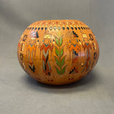 Irene White - Vintage Navajo Handmade Pot with Carved Yei Design (JM1)