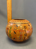 Irene White - Vintage Navajo Handmade Pot with Carved Yei Design (JM1)